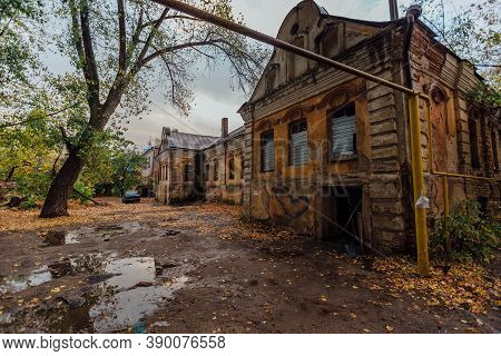 Old Abandoned Haunted Mansion. Former Mercant Gardenin House, Voronezh