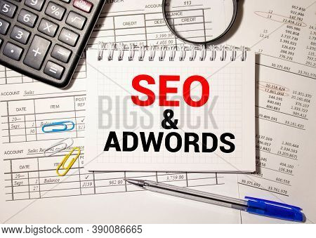 Word Writing Text Seo And Adwords. Business Concept For Pay Per Click Digital Marketing Google Adsen