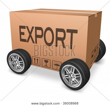 transporte de cargas ou logística de exportação exportação caixa de papelão com o conceito de texto para internacional