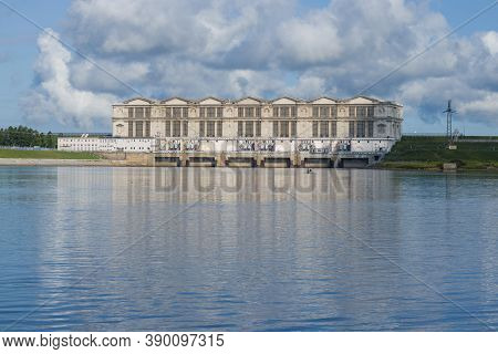 View Of Rybinsk Hydroelectric Power Station On A July Day. Rybinsk, Russia