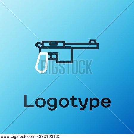 Line Mauser Gun Icon Isolated On Blue Background. Mauser C96 Is A Semi-automatic Pistol. Colorful Ou