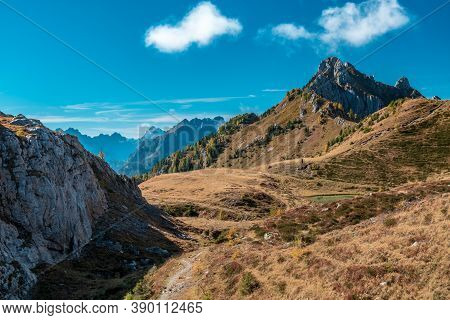 A Beautiful Sunny Autumn Day In The Alps Of Friuli Venezia-giulia, Italy