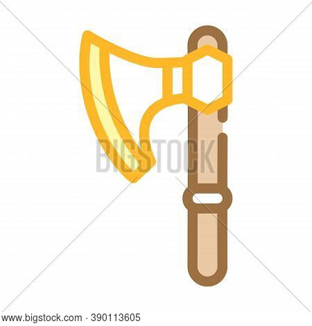 Ax Weapon Color Icon Vector Flat Illustration