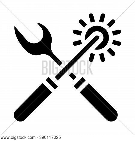 Rasper And Hole Punch For Eyelets And Buttons Glyph Icon Vector Illustration