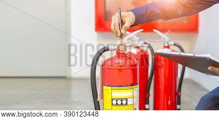 Engineer Checking Industrial Fire Control System,fire Alarm Controller, Fire Notifier, Anti Fire.sys