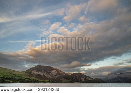 Wonderful Landscape Image Looking Across Ennerdale Water In The English Lake District Towards The Pe