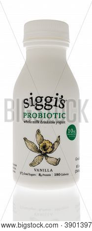 Winneconne, Wi - 16 October 2020:  A Package Of Siggis Probiotic Whole Milk Drinkable Yogurt On An I