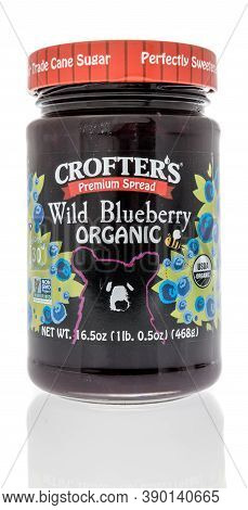 Winneconne, Wi - 16 October 2020:  A Package Of Crofters Wild Blueberry Spread On An Isolated Backgr