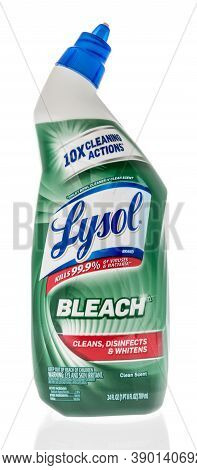Winneconne, Wi - 16 October 2020:  A Package Of Lysol Bleach Toilet Cleaner On An Isolated Backgroun