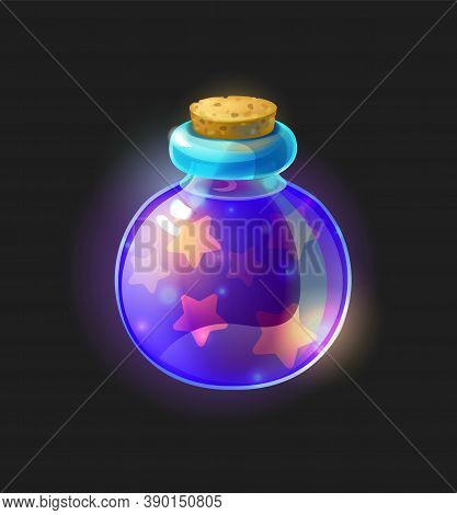 Magic Potion. Alchemy Violet Substance In Closed Tube. Fantasy Computer Video Game Wizardry Ingredie