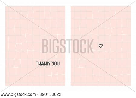 Pink Thank You Card With Heart And Squares For Thanksgiving Day For Importand People