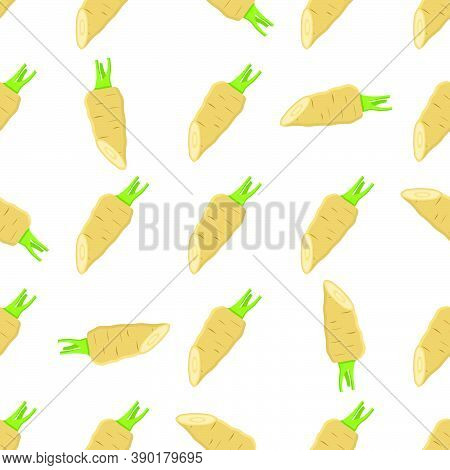 Illustration On Theme Of Pattern Plant Parsnip, Vegetable Root For Seal. Vegetable Pattern Consistin