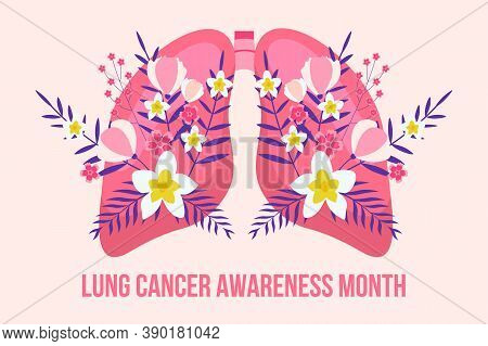 Lung Cancer Awareness Month Concept Vector. Pulmonary Fibrosis, Tuberculosis Illustration For Websit