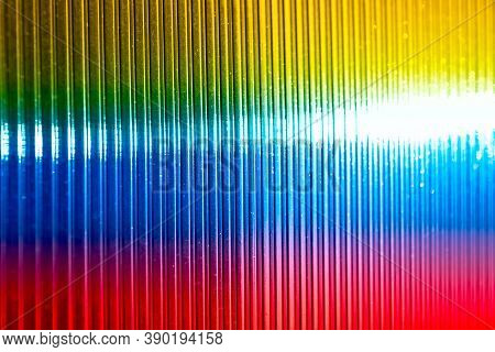 Corrugated Surface With Colorful And Bright L Lights