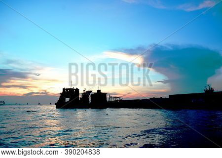 Beautiful Evening In Padma Bridge Under Construction Area,the Photo Was Taken From Padma Bridge, Pad
