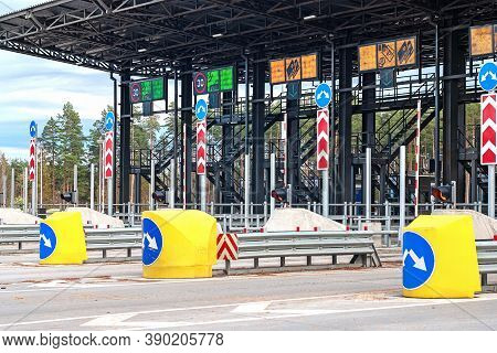 Empty Check Point Gate At Toll Road
