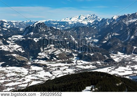 A View Of The River Salzach And Nearby Towns, Captured From A Viewing Area On The Rossfeld Panorama 