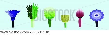 Set Of Feather Duster Cartoon Icon Design Template With Various Models. Vector Illustration Isolated