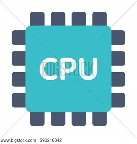 Microchip, Electronic Circuit Icon In Flat Style. Hardware Components, Chip, Microprocessor. Compute