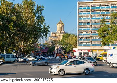 Tbilisi, Georgia - 14 October, 2020: Metro Station Avlabari. Square Avlabari