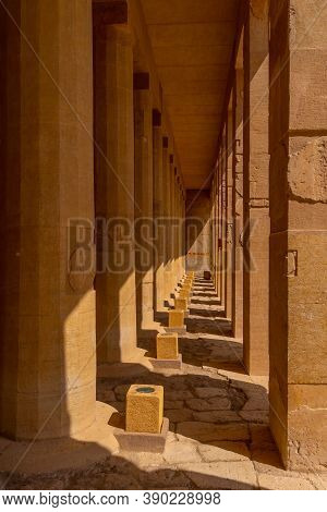 Columns Of The Mortuary Temple Of Hatshepsut In Luxor. Egypt
