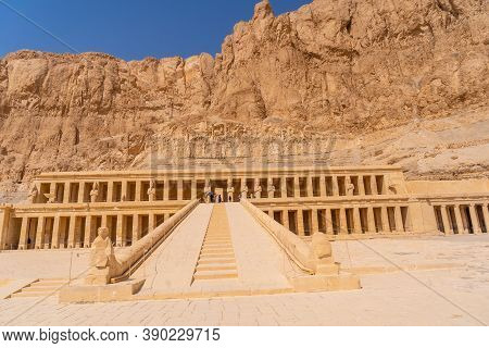 Lovely Entrance To The Mortuary Temple Of Hatshepsut In Luxor. Egypt