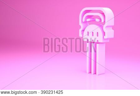Pink Flamenco Woman Accessories Icon Isolated On Pink Background. Peineta. Spanish Comb. Minimalism 