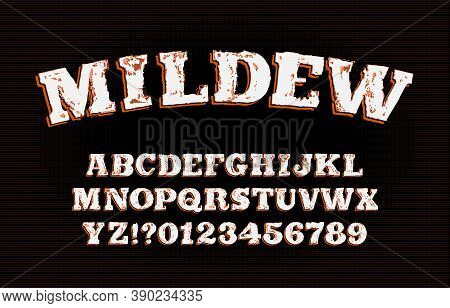 Mildew Alphabet Font. Messy Vintage Letters And Numbers. Vector Typescript For Your Typography Desig
