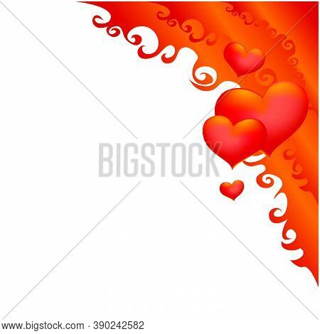 Red Hearts, Decoration For Postcard, Valentine's Day, Isolated Object On White Background, Vector Il