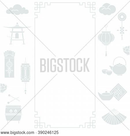 Symbols Of Chinese New Year 2021 Vector Illustration Chinese Lantern, Envelope With Money, Drum, Ing