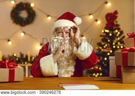 Santa Claus Saying Shush Asking You To Keep Silent As Hes Going To Tell You A Wonderful Secret