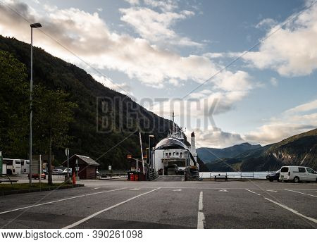 Editorial 09.07.2019 Eidsdal Norway Driving On Board The Car Ferry Geiranger To Travel To Linge