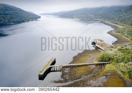 Pier Aerial View Above Loch Long At Arrochar