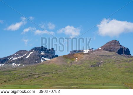 Dyrfjoll Mountains In Borgarfjordur Eystri In Iceland