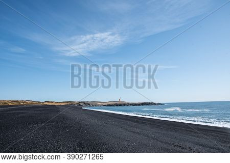 The Sand Beach Of Hvalnes In East Iceland