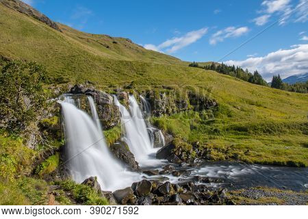 Gluggafoss Waterfall In Fljotshlid In South Iceland