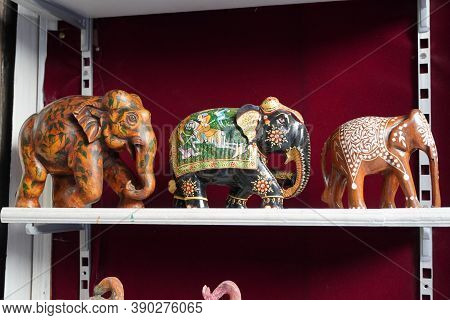 Rajasthani Handicrafts Hand Made Heavy Work Ambabari Elephant. Lucky Charm Multi Colored. D92m