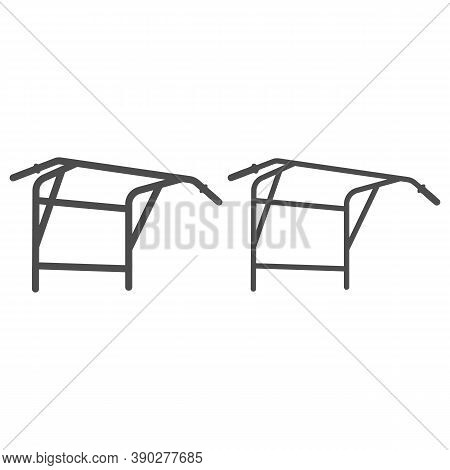 Horizontal Bar Line And Solid Icon, Gym Concept, Equipment For Upper Body Workout Sign On White Back