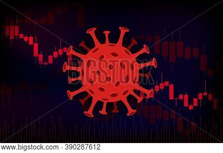 Vector Concept Illustration Of Impact Of Coronavirus On The Stock Exchange And Global Economy. Covid