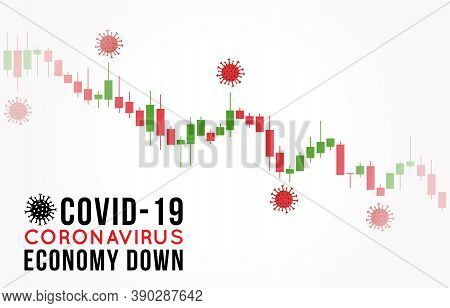 Vector Concept Illustration Of Impact Of Coronavirus On The Stock Exchange And Global Economy. Covid