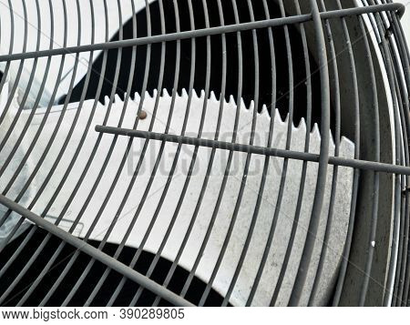 Industrial Air Conditioning And Cooling Unit In Detail. External Air Conditioning System On The Wall