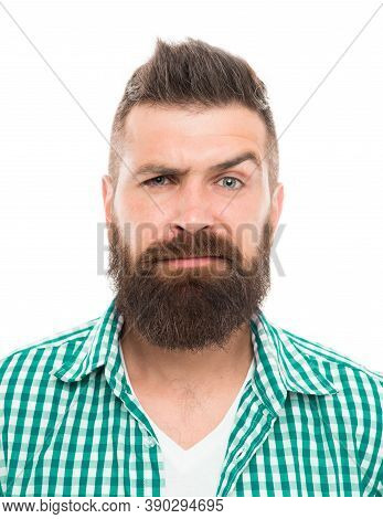 Mature Hipster With Beard. Trendsetter Hipster With Mustache Isolated On White. Mustachioed And Bear