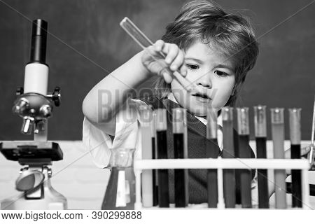 Chemistry Science. September 1. Preschooler. Back To School. Science And Education Concept. Child Fr