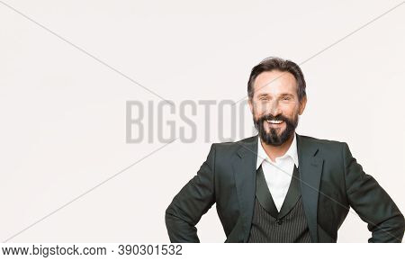 Businessman. Business Fashion And Dress Code. Confident Businessman In Suit. Bearded Happy Man. Male