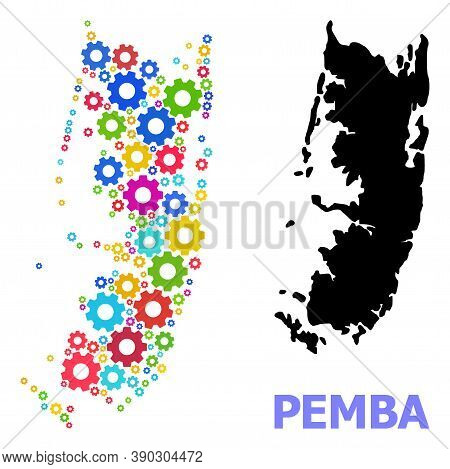 Vector Mosaic Map Of Pemba Island Created For Engineering. Mosaic Map Of Pemba Island Is Done With R