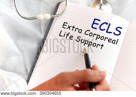 Doctor Holding A Card With Text Ecls, Medical Concept