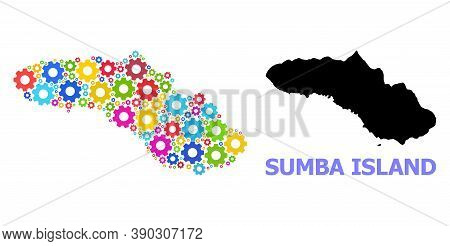 Vector Mosaic Map Of Sumba Island Organized For Workshops. Mosaic Map Of Sumba Island Is Organized W