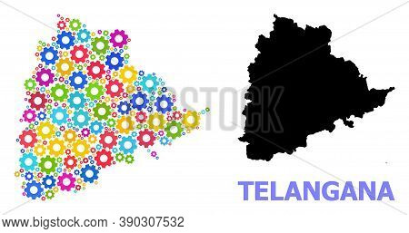 Vector Composition Map Of Telangana State Done For Workshops. Mosaic Map Of Telangana State Is Done 