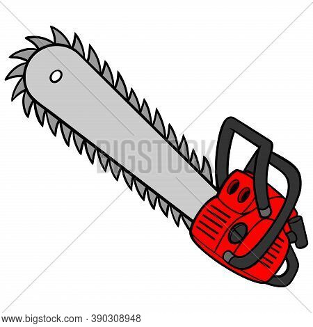 Chainsaw - A Cartoon Illustration Of A Lumberjack's Chainsaw.