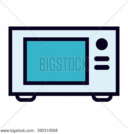 Microwave Oven Icon In Flat Style. Kitchen Cooking Appliance Sign.